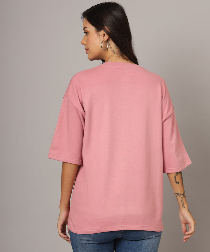 Women’s Hot Pink Oversized T-Shirt with Lioness Line Art