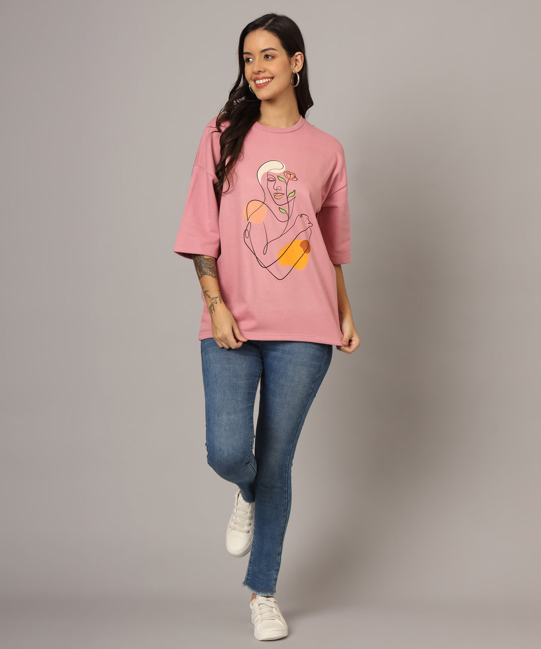 Women’s Oversized T-Shirt with Self-Love Line Art