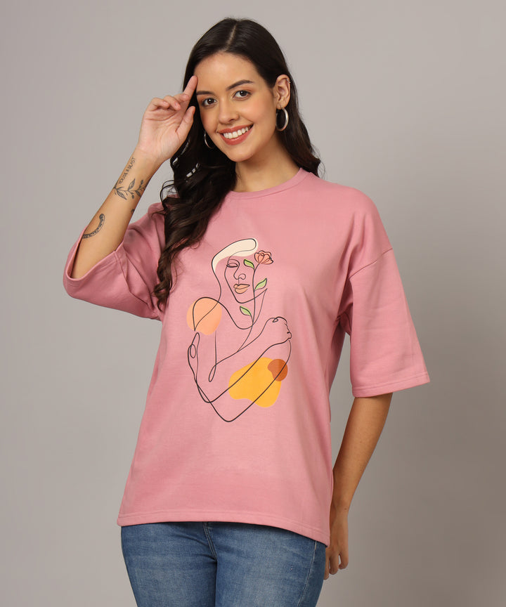 Women’s Oversized T-Shirt with Self-Love Line Art