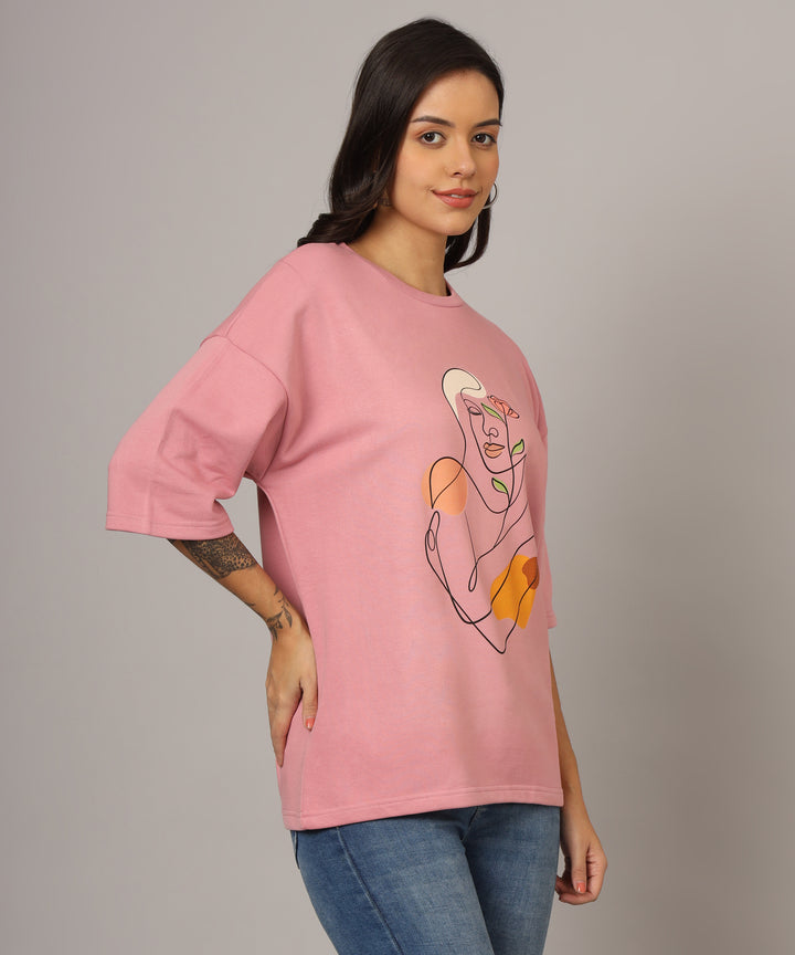 Women’s Oversized T-Shirt with Self-Love Line Art