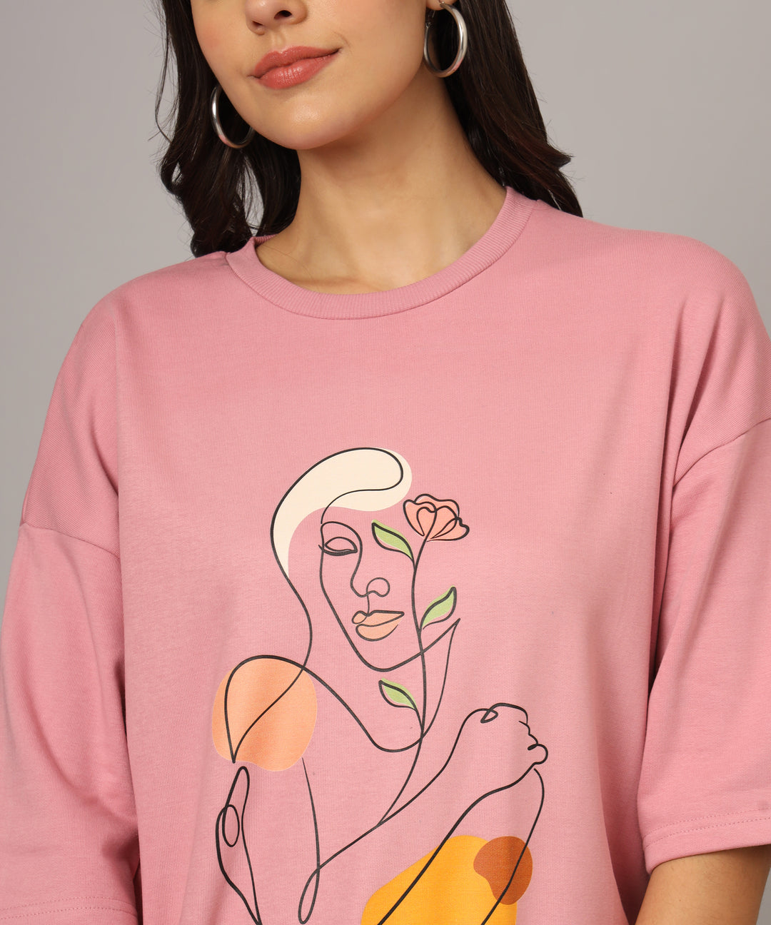 Women’s Oversized T-Shirt with Self-Love Line Art