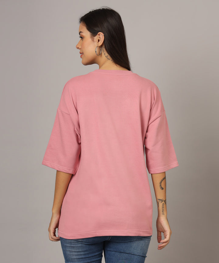 Flicksbee Women's Oversized Hot Pink T-Shirt Antelope Design - Nature Bound - Travel