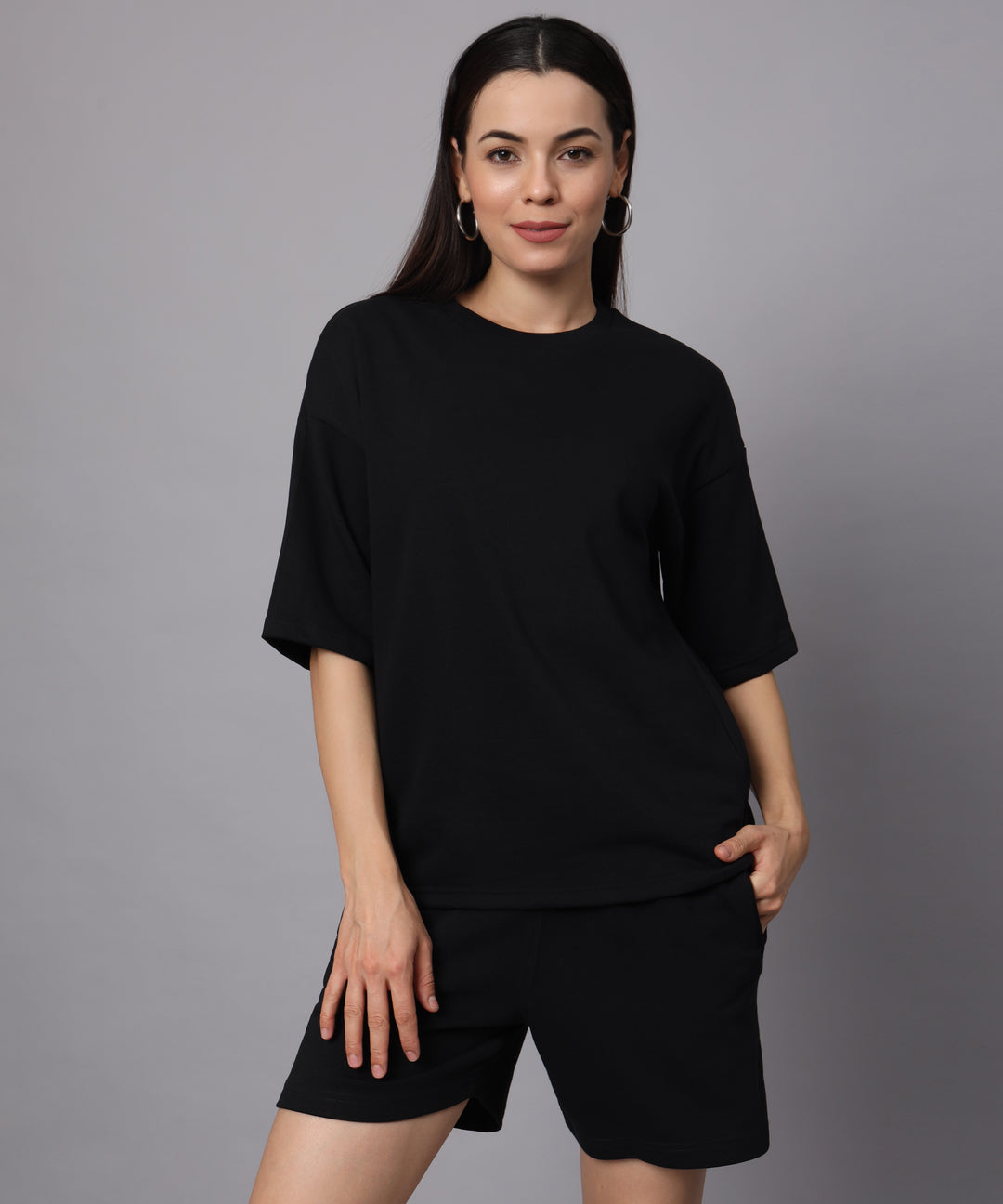 Flicksbee Plain Black Co-Ord Sets For Women 