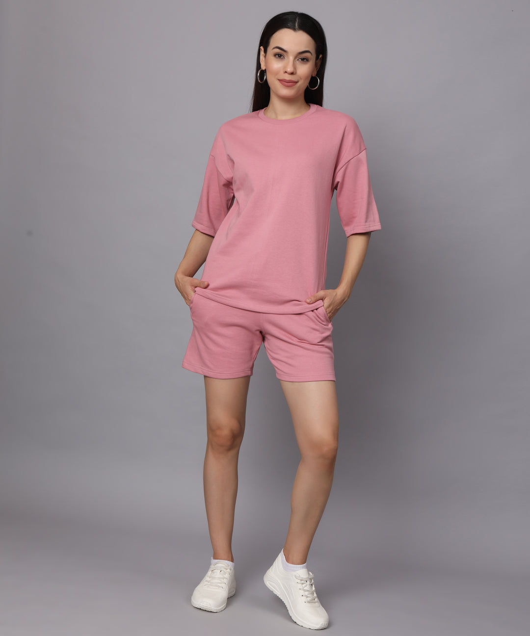 Flicksbee Plain Premium Co-Ord Sets For Women Hot-Pink 01