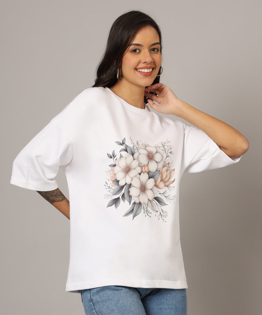 Floral design oversized t-shirt