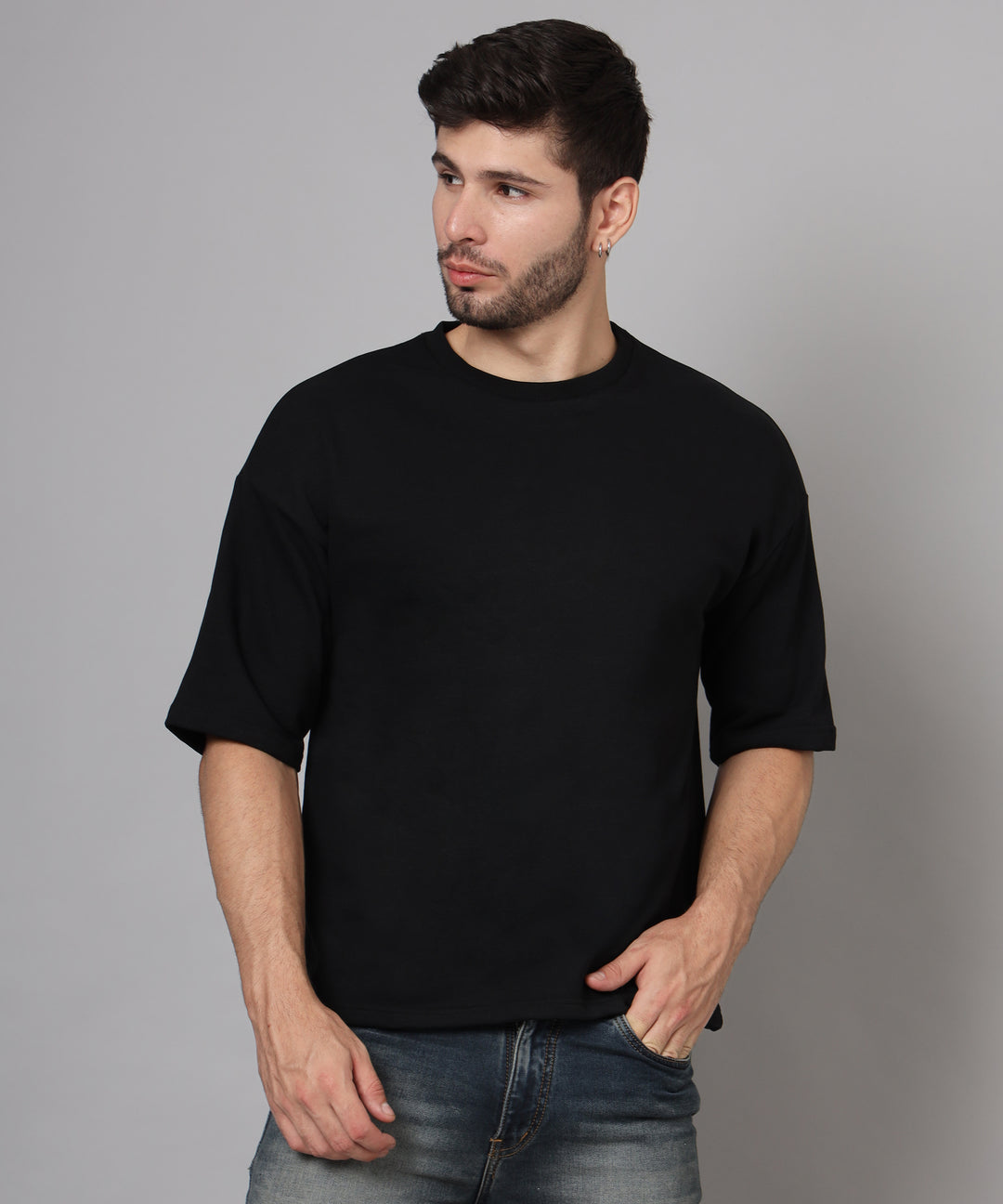 Premium Plain Oversized Cotton T-Shirt  for men black