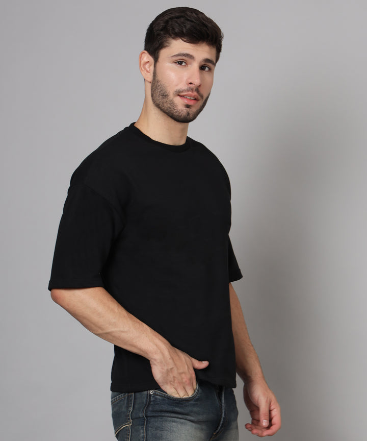 Premium Plain Oversized Cotton T-Shirt for men black round neck