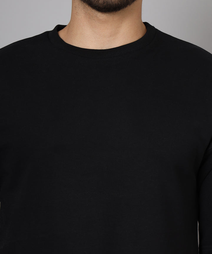 Premium Plain Oversized Cotton T-Shirt for men black round neck