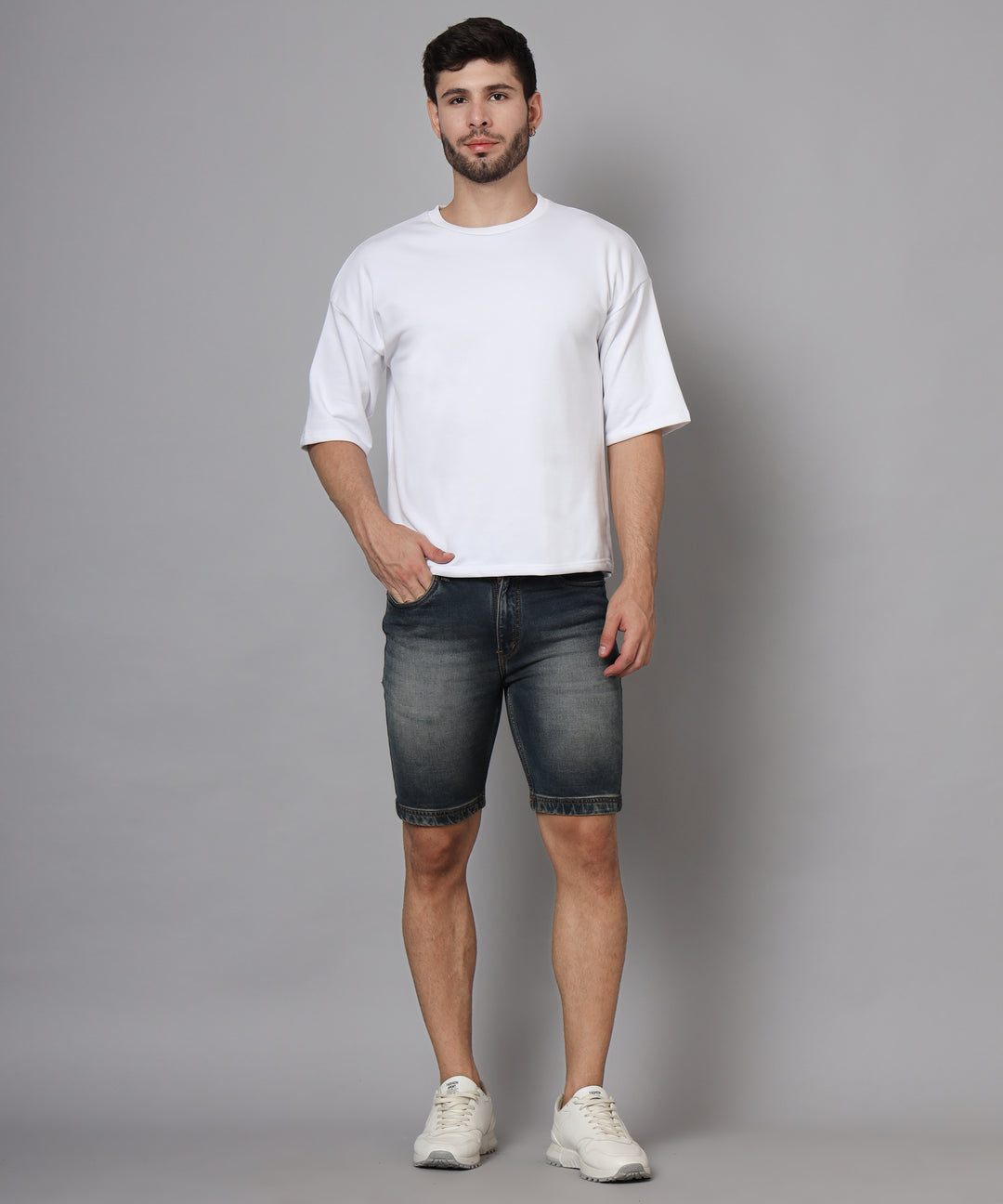 Premium Plain Oversized Cotton T-Shirt for men white round neck