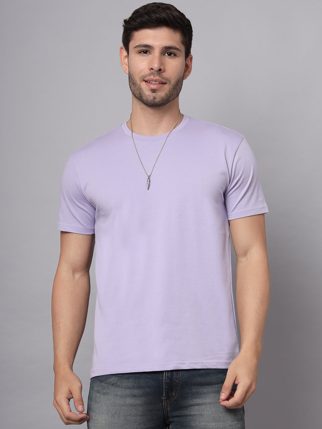 Supima Cotton Plain T-shirt For Men Round Neck Lavender