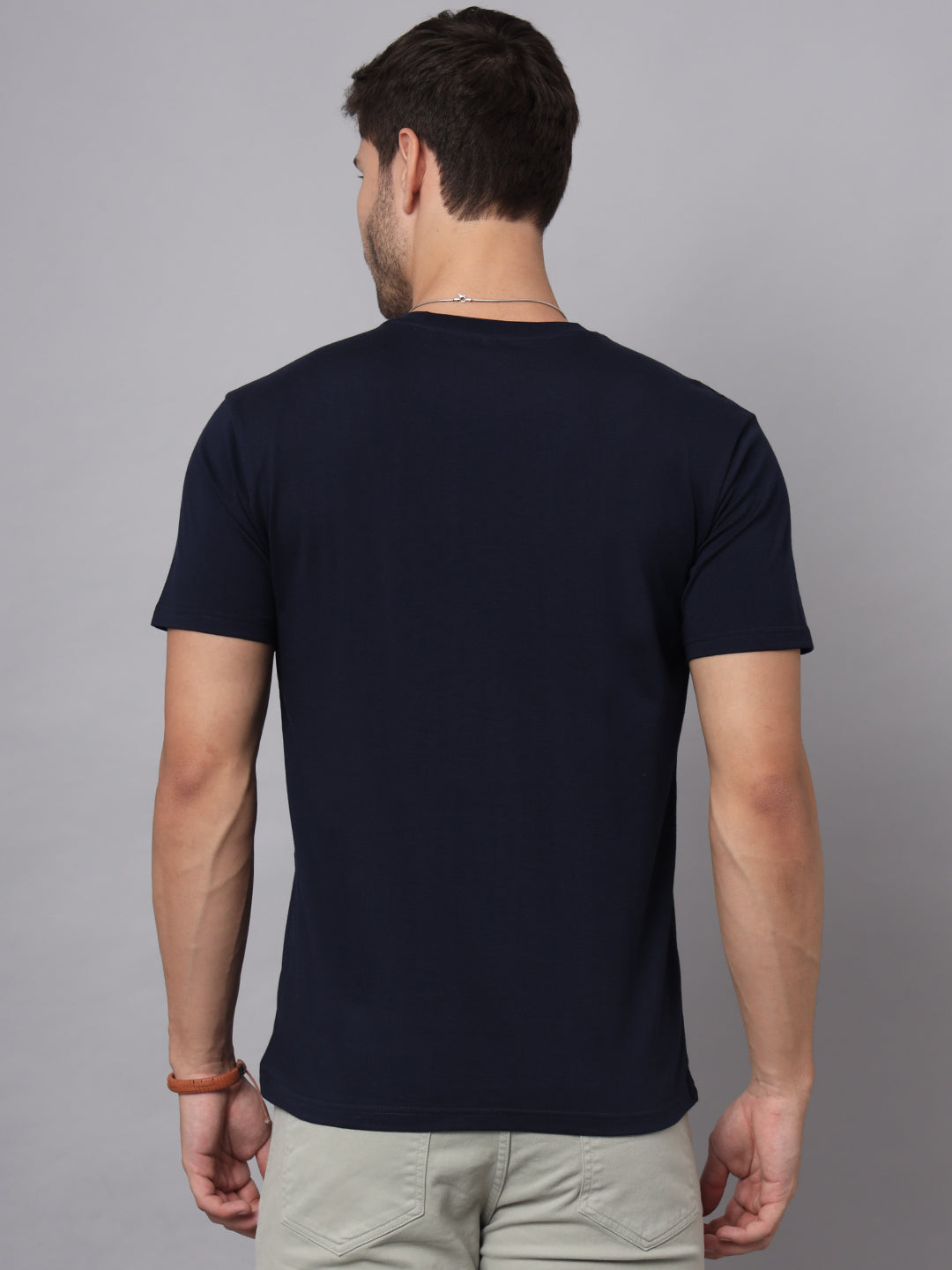 Supima Cotton Plain T-shirts For Men Round Neck Regular Fit Back View