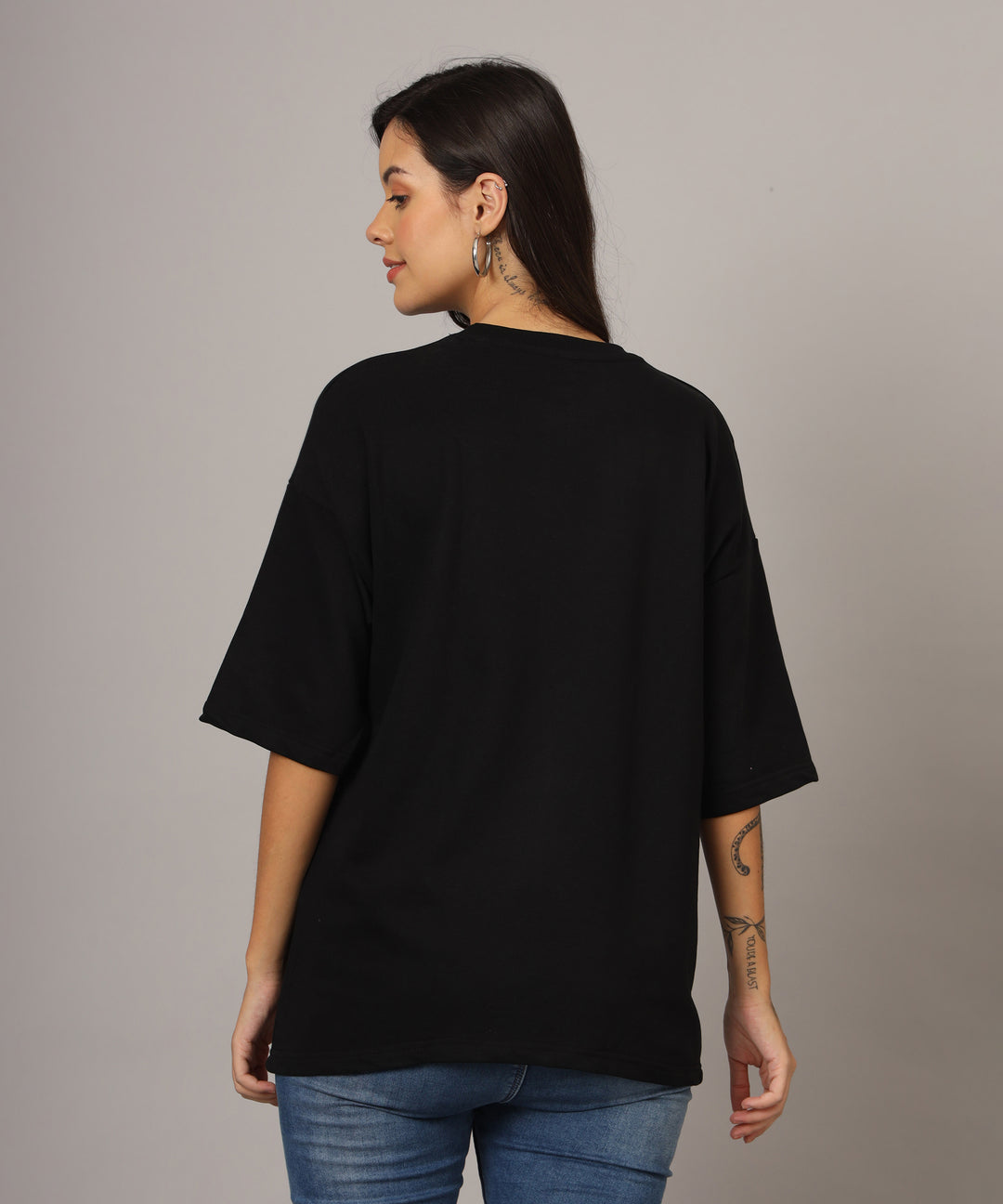 Vizag City Of Destiny Oversized T-Shirt for Women Black Back View