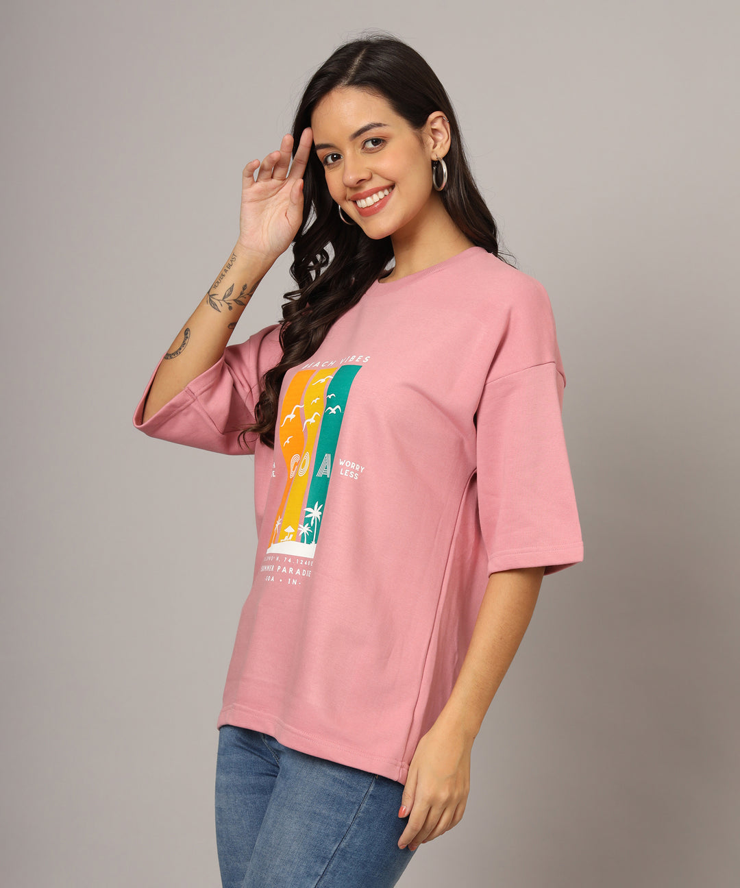 Women Oversized T-Shirt boxy fit pink