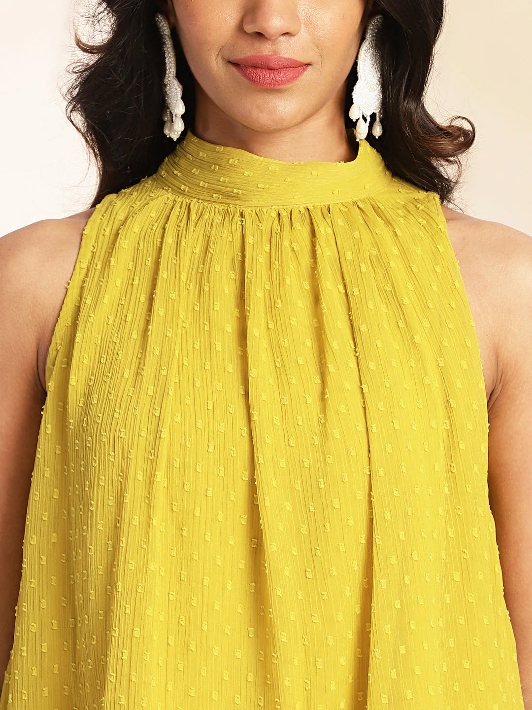 Yellow Dobby Chiffon Co-Ord Set