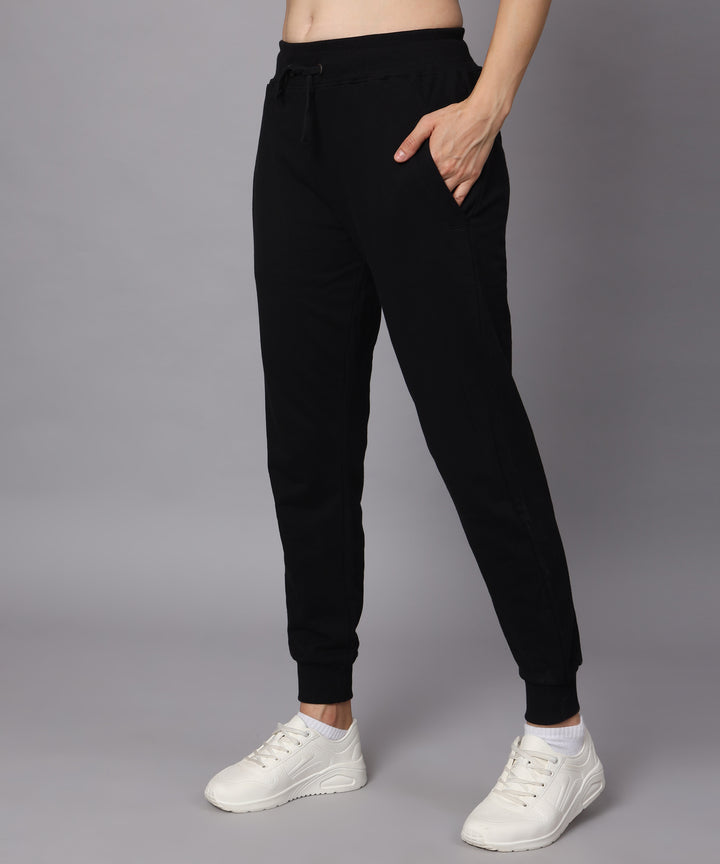 cotton joggers for women - black