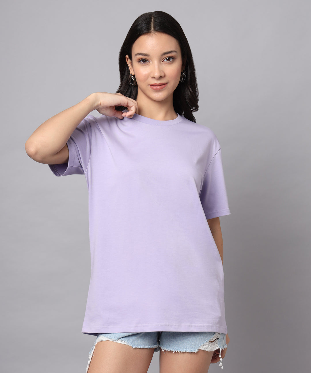 supima cotton t-shirt for women lavender round neck regular fir